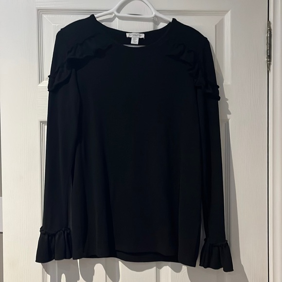 Women’s black sweater with ruffles - Picture 1 of 6